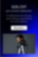 image of clothing website with a header and text plus a shop now button beneath it on a blue/black background. At the bottom is an image of a person facing to the left wearing a silver jacket on a grey background.